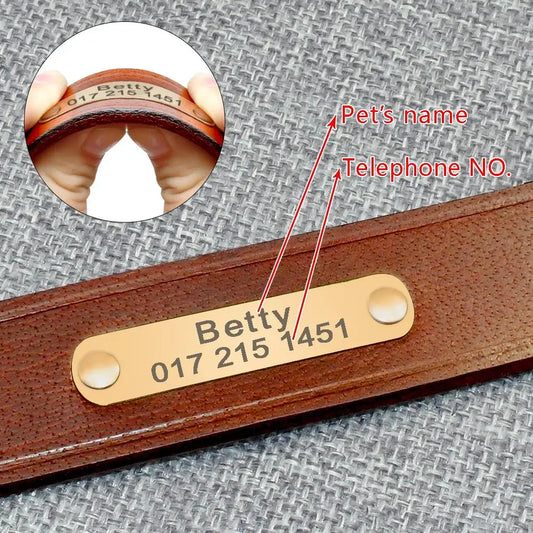 Personalized Leather Dog Collar - Adjustable with Engraved ID Name