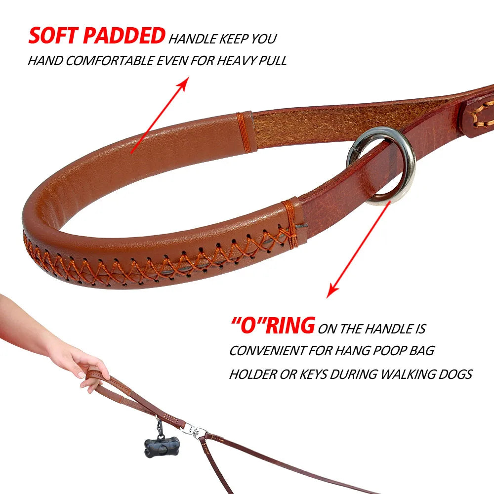 Double Dog Leash - 2-Way Leather Coupler for Walking 2 Dogs