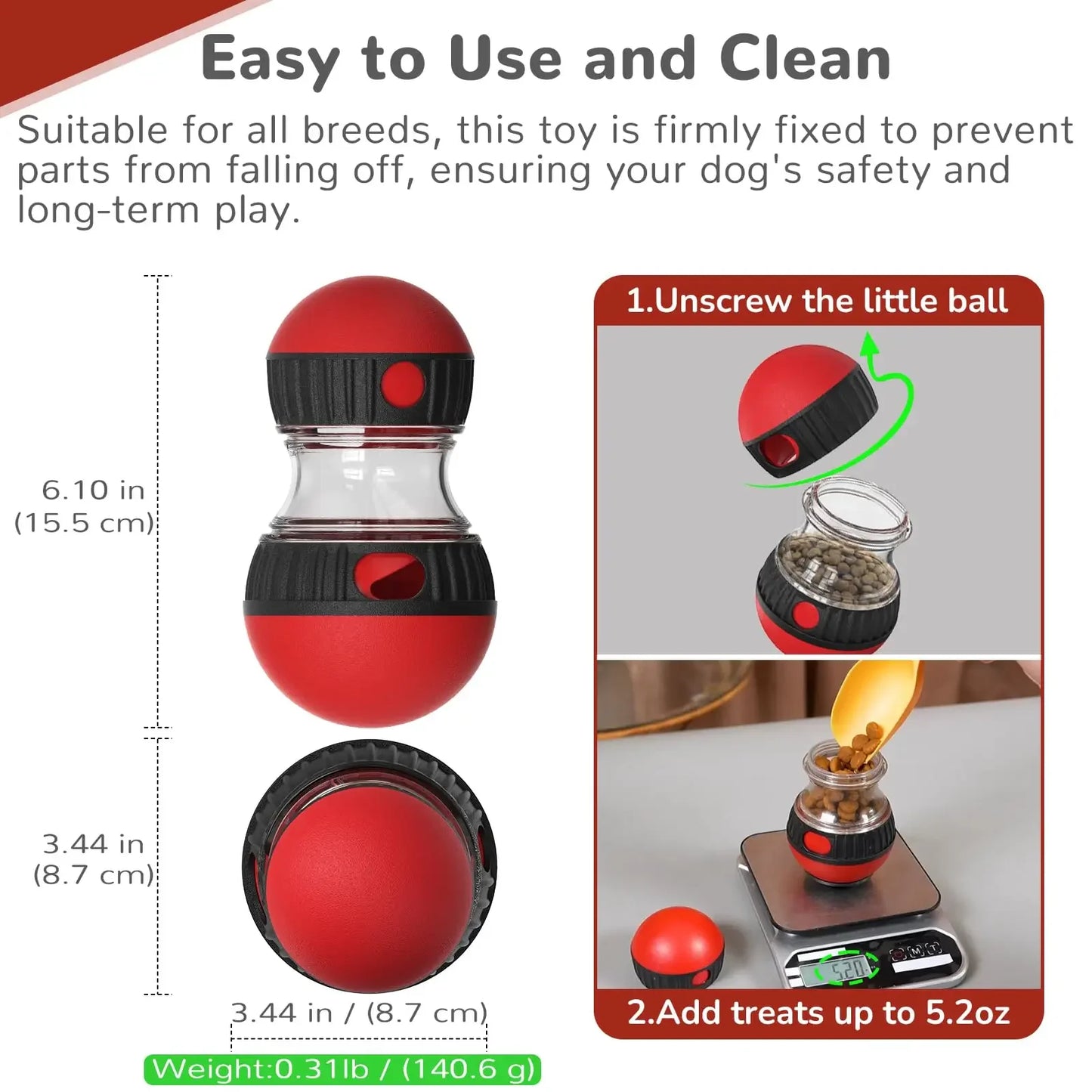 Dog Puzzle Toy - Interactive Intelligence Ball with Food Dispenser