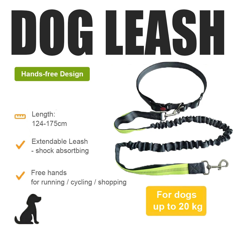 Hands Free Dog Leash - Adjustable Waist Belt for Running & Jogging