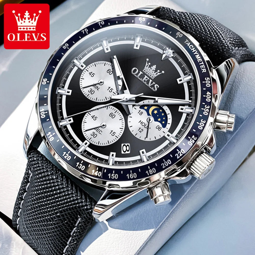 OLEVS - Top Luxury Lunar Phase Chronograph Watch