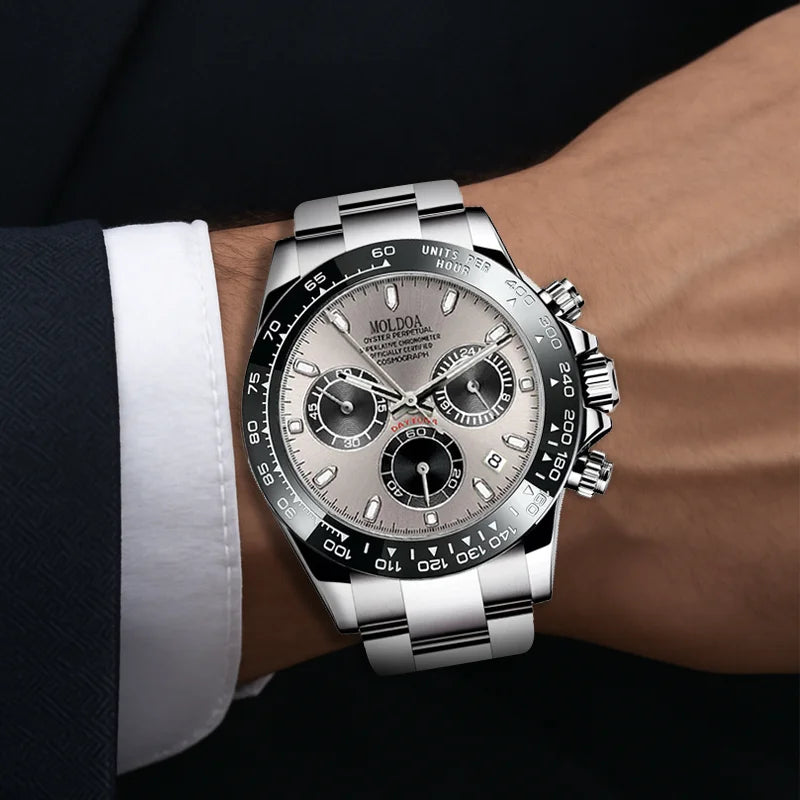 OLEVS - Silver Steel Business Calendar Watch