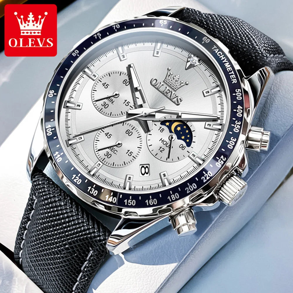 OLEVS - Top Luxury Lunar Phase Chronograph Watch