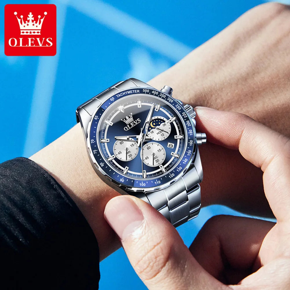 OLEVS - Top Luxury Lunar Phase Chronograph Watch