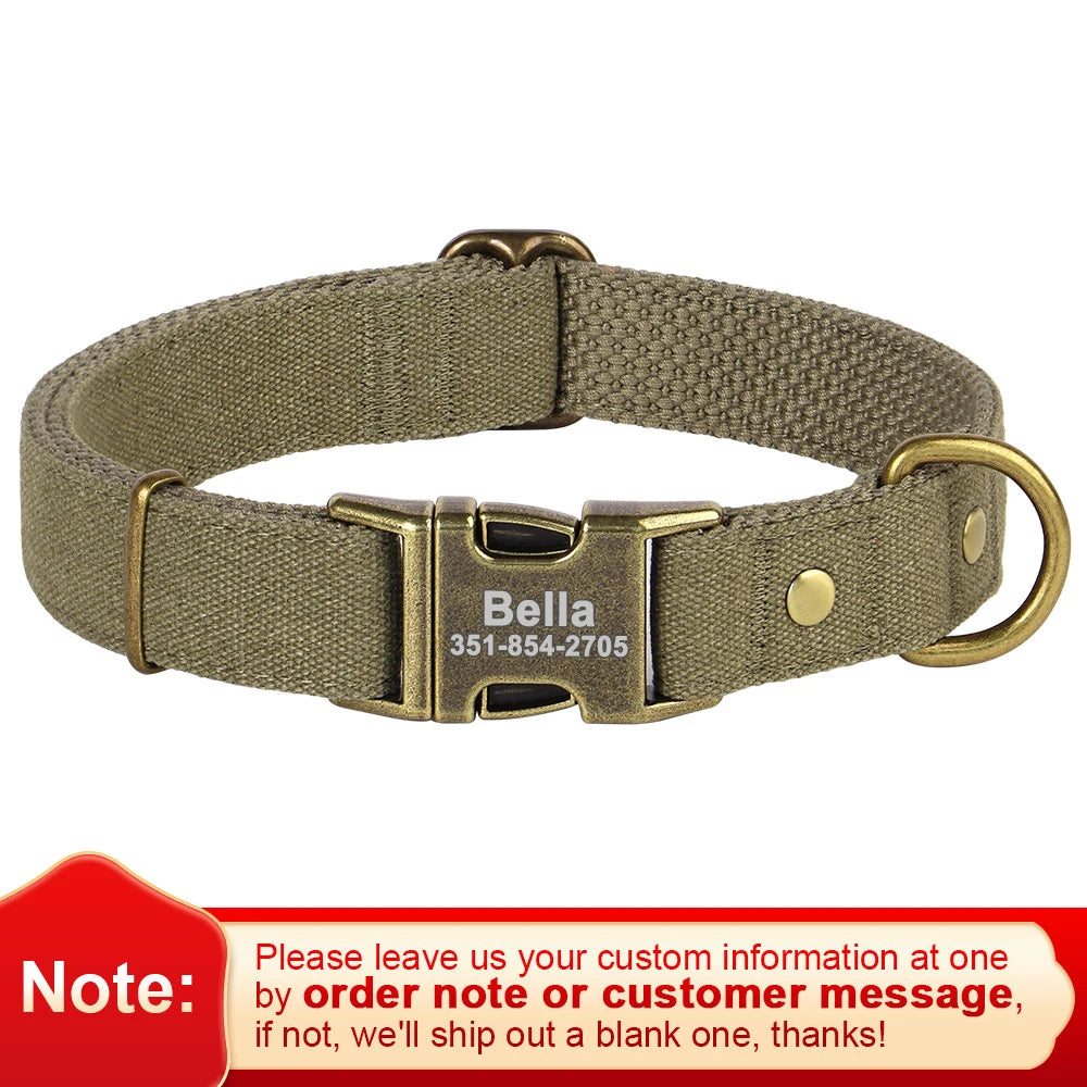 Personalized Dog Collar - Durable Nylon with Custom ID Name Tag