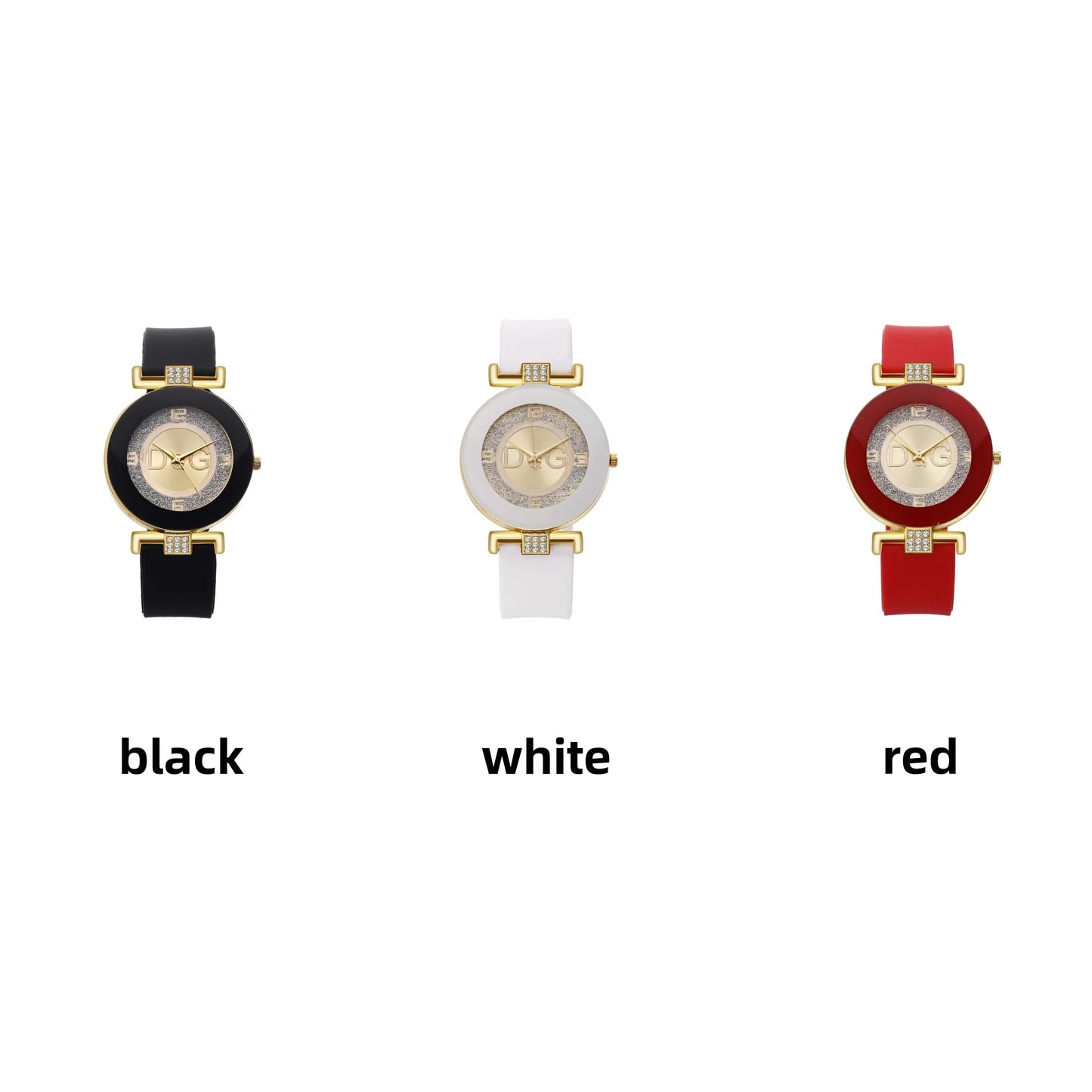 Fashion Women's Watch Minimalist Diamond Design Silica Gel Strap Quartz Watch Casual Women's Stainless Steel Watch Luxury Brand