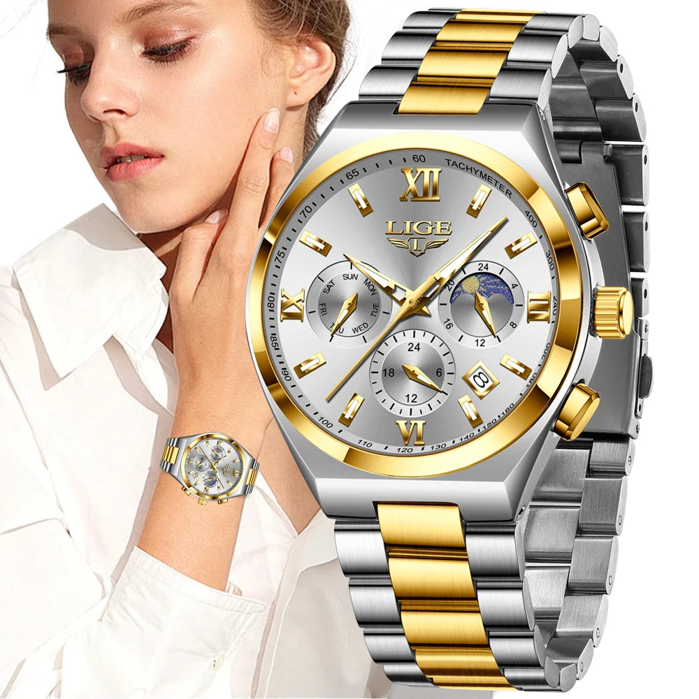 LIGE Top Brand Luxury Watch Women Simple Ladies Analog Quartz Wrist Watches Fashion Casual Waterproof Female Clock Montre Femme