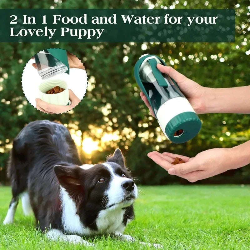 Portable Dog Water Bottle - Leak Proof with Food Container & Drinking Cup