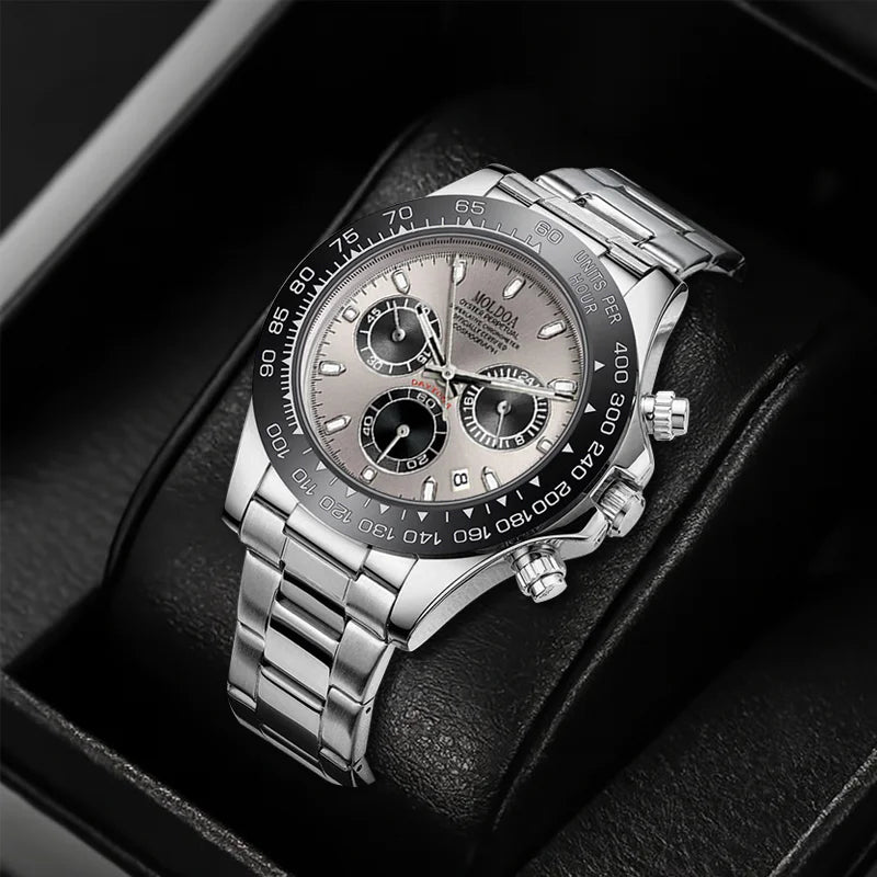 OLEVS - Silver Steel Business Calendar Watch