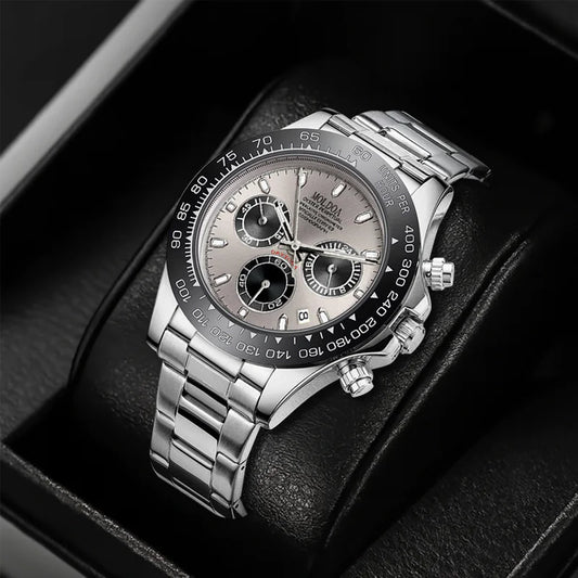 OLEVS - Silver Steel Business Calendar Watch