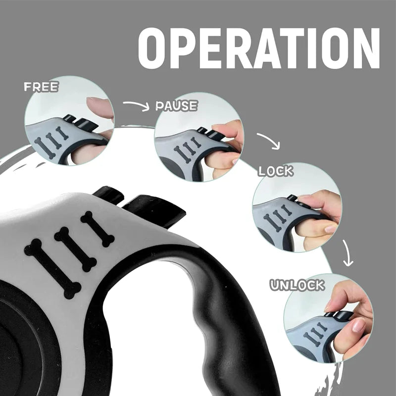 Retractable Dog Leash - 5m Automatic Nylon Lead for Small & Medium Pets