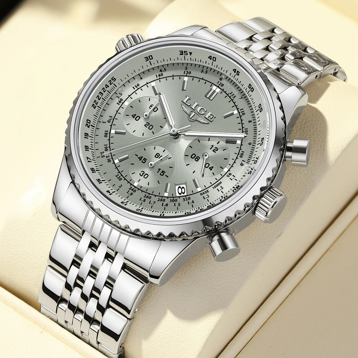 LIGE - Luxury Stainless Steel Chronograph Watch