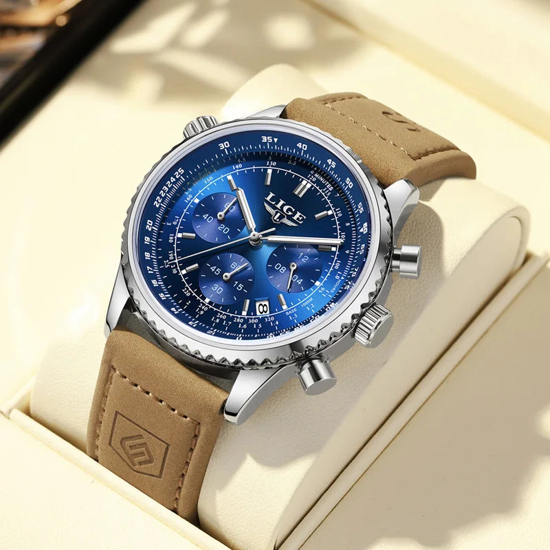 LIGE - Luxury Stainless Steel Chronograph Watch