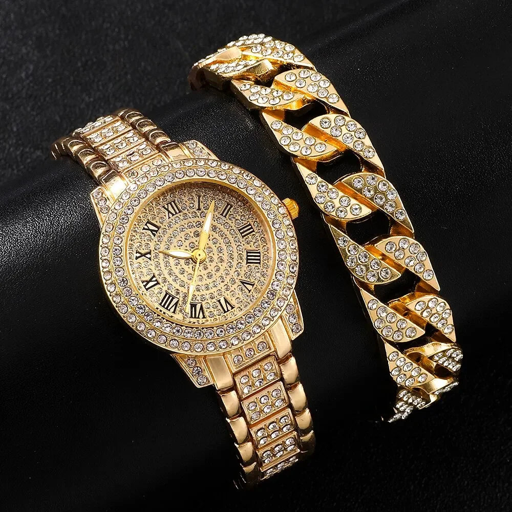 Diamond Women Watches Gold Watch Ladies Wrist Watches Luxury Brand Rhinestone Womens Bracelet Watches Female Relogio Feminino
