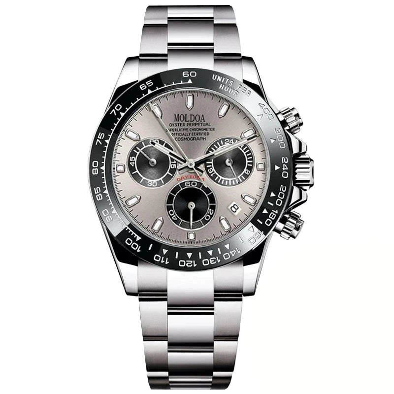 OLEVS - Silver Steel Business Calendar Watch