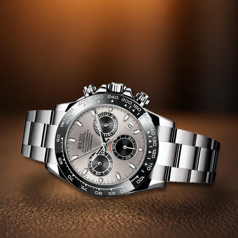OLEVS - Silver Steel Business Calendar Watch