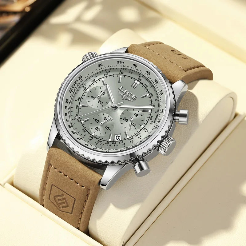 LIGE - Luxury Stainless Steel Chronograph Watch