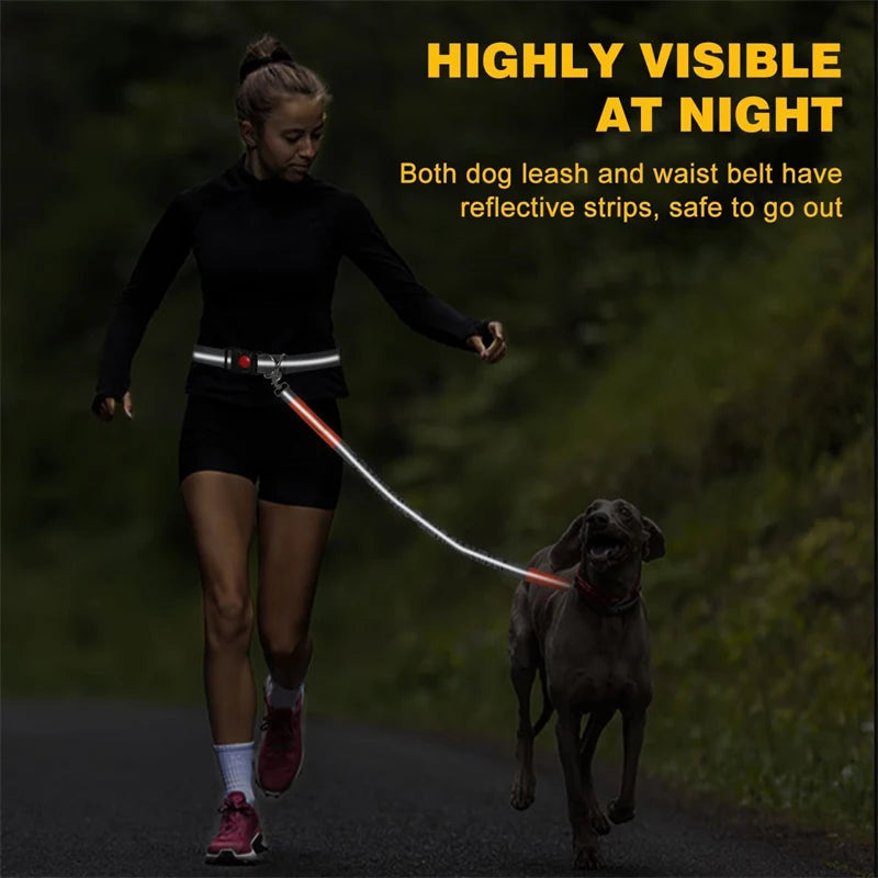 Hands Free Dog Leash - Adjustable Waist Belt for Running & Jogging
