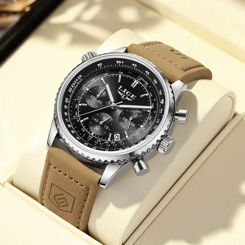 LIGE - Luxury Stainless Steel Chronograph Watch