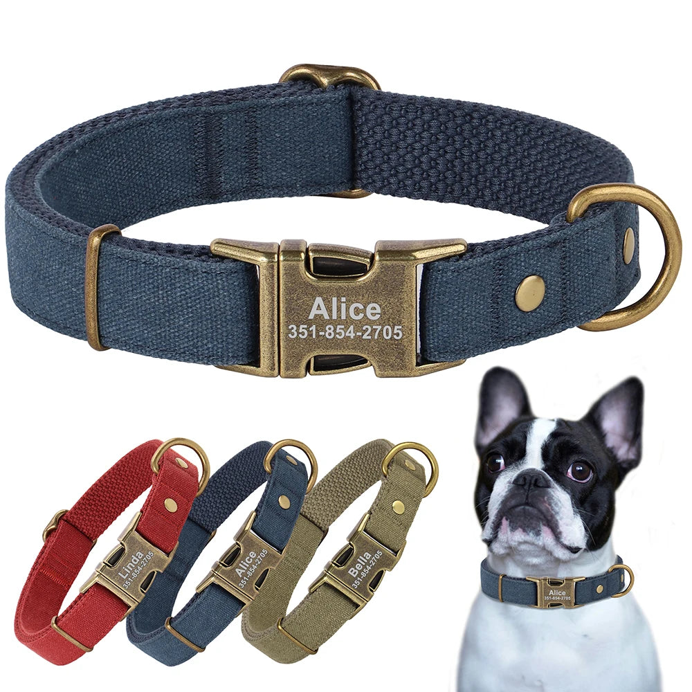 Personalized Dog Collar - Durable Nylon with Custom ID Name Tag