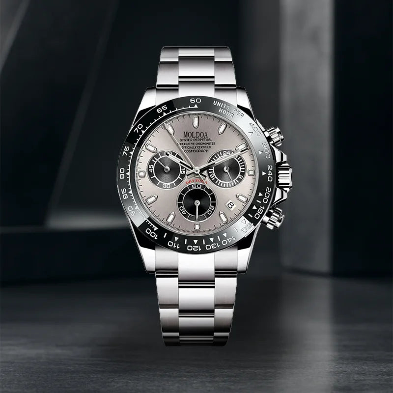 OLEVS - Silver Steel Business Calendar Watch