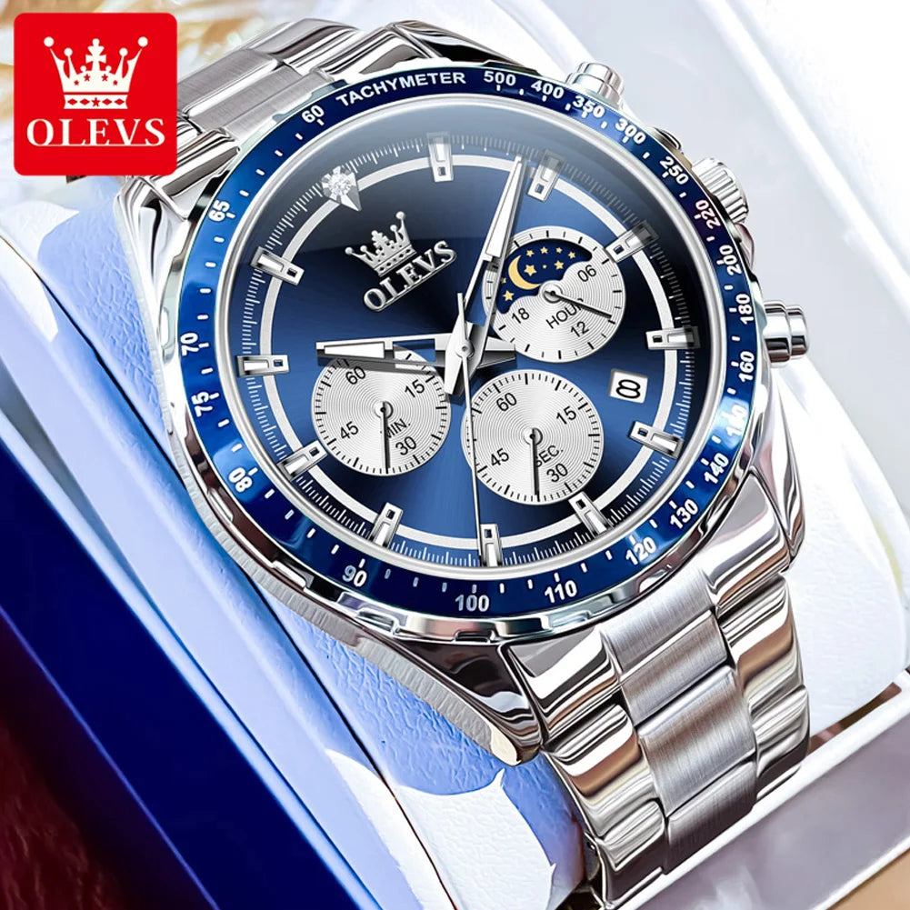 OLEVS - Top Luxury Lunar Phase Chronograph Watch