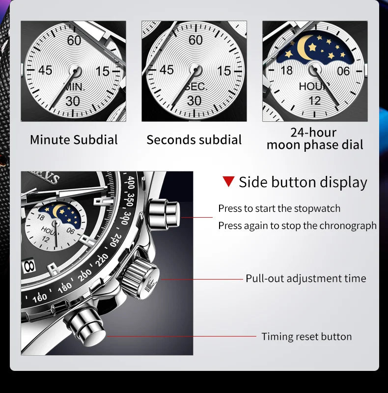 OLEVVS 2945 - Original Quartz Moon Phase Watch