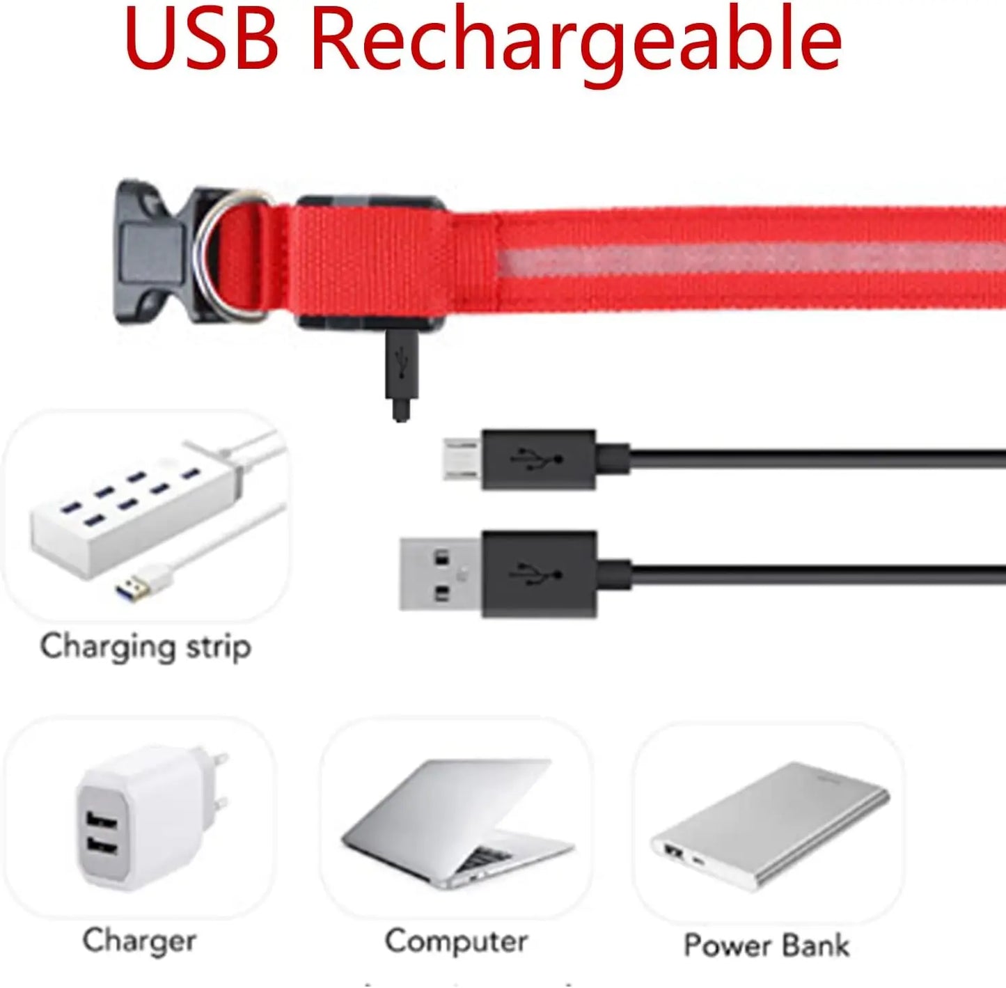 LED Dog Collar - USB Rechargeable High Visibility Glow Collar