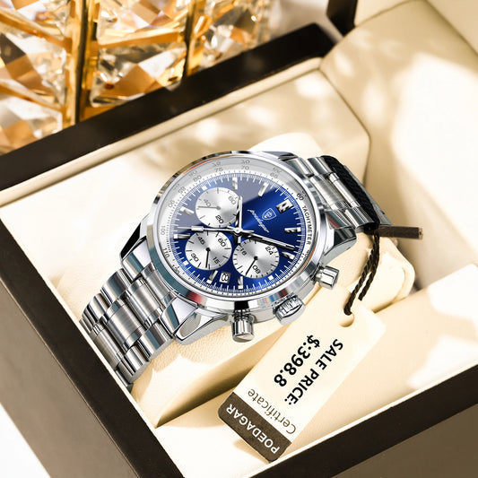 POEDAGAR - Military Steel Chronograph Watch