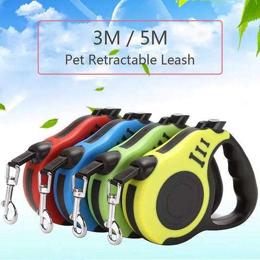 Retractable Dog Leash - Nylon Braided Rope for Hiking & Walking